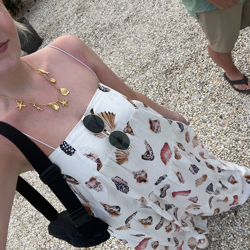White Dress with Seashell Print